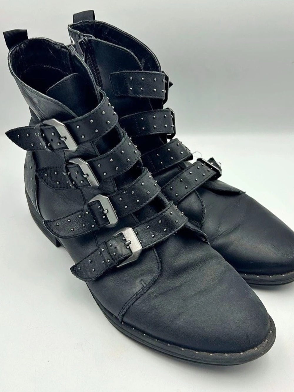 Zodiac Adele Moto Boot Black Buckle Moto Boots Size 10M